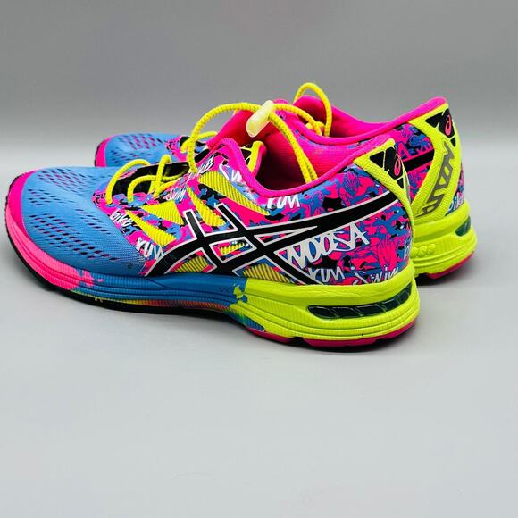 ASICS Shoes Womens 8 Blue Pink Yellow Neon Gel Noosa Tri 10 Athletic Sneakers - Picture 4 of 11